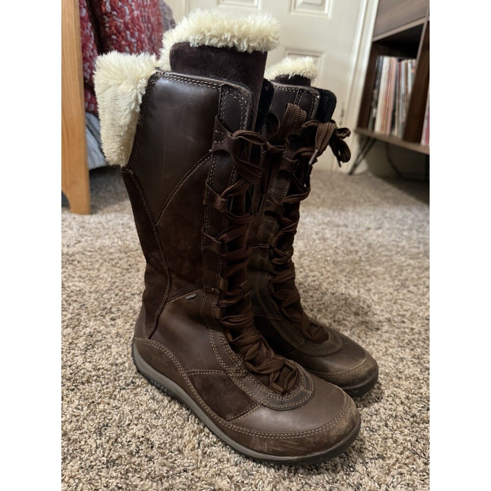 Merrell Tall Winter Boots Women’s 10 Brown Leather Primaloft 200g Insulated Zip